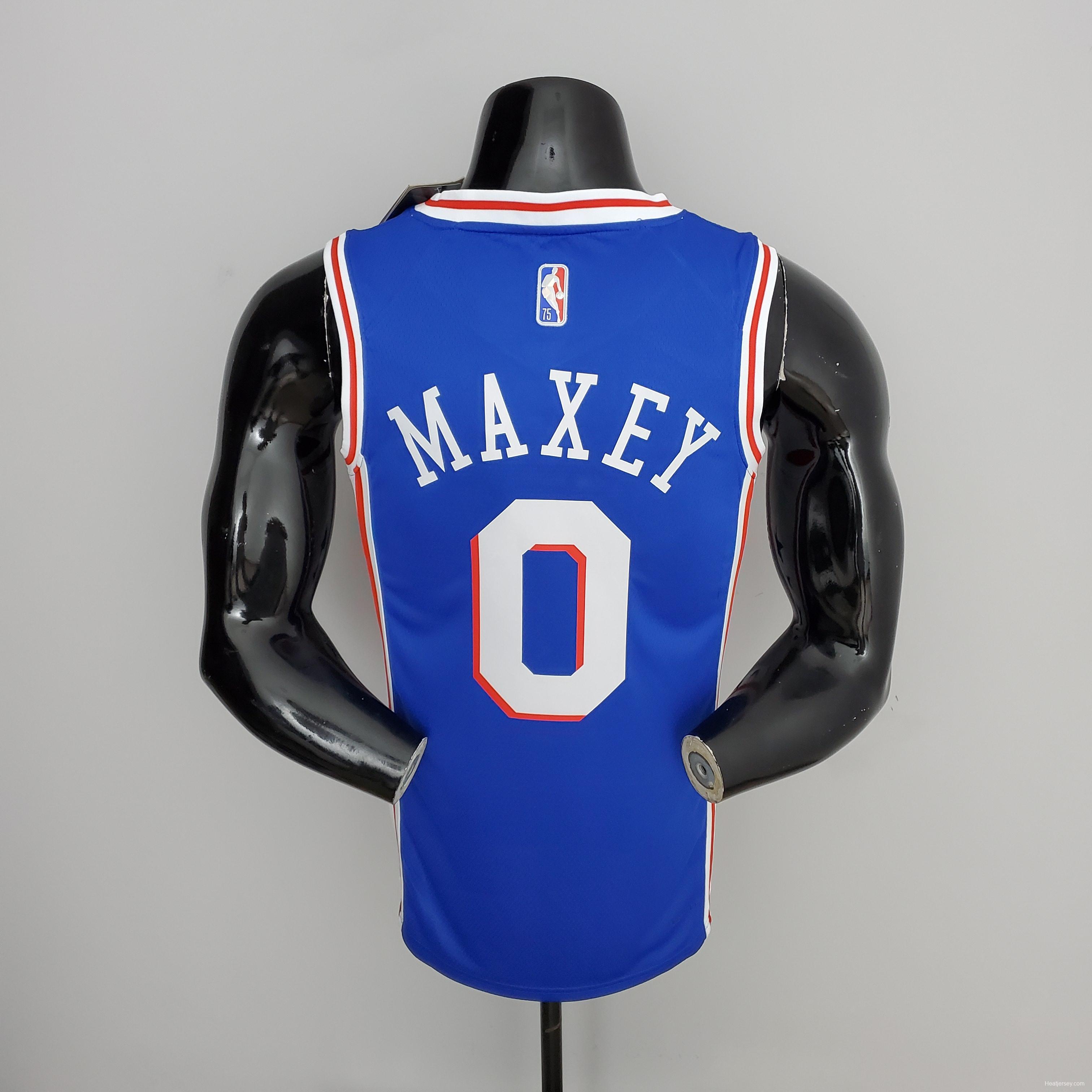 75th Anniversary Philadelphia 76ers MAXEY#0 Blue NBA Jersey