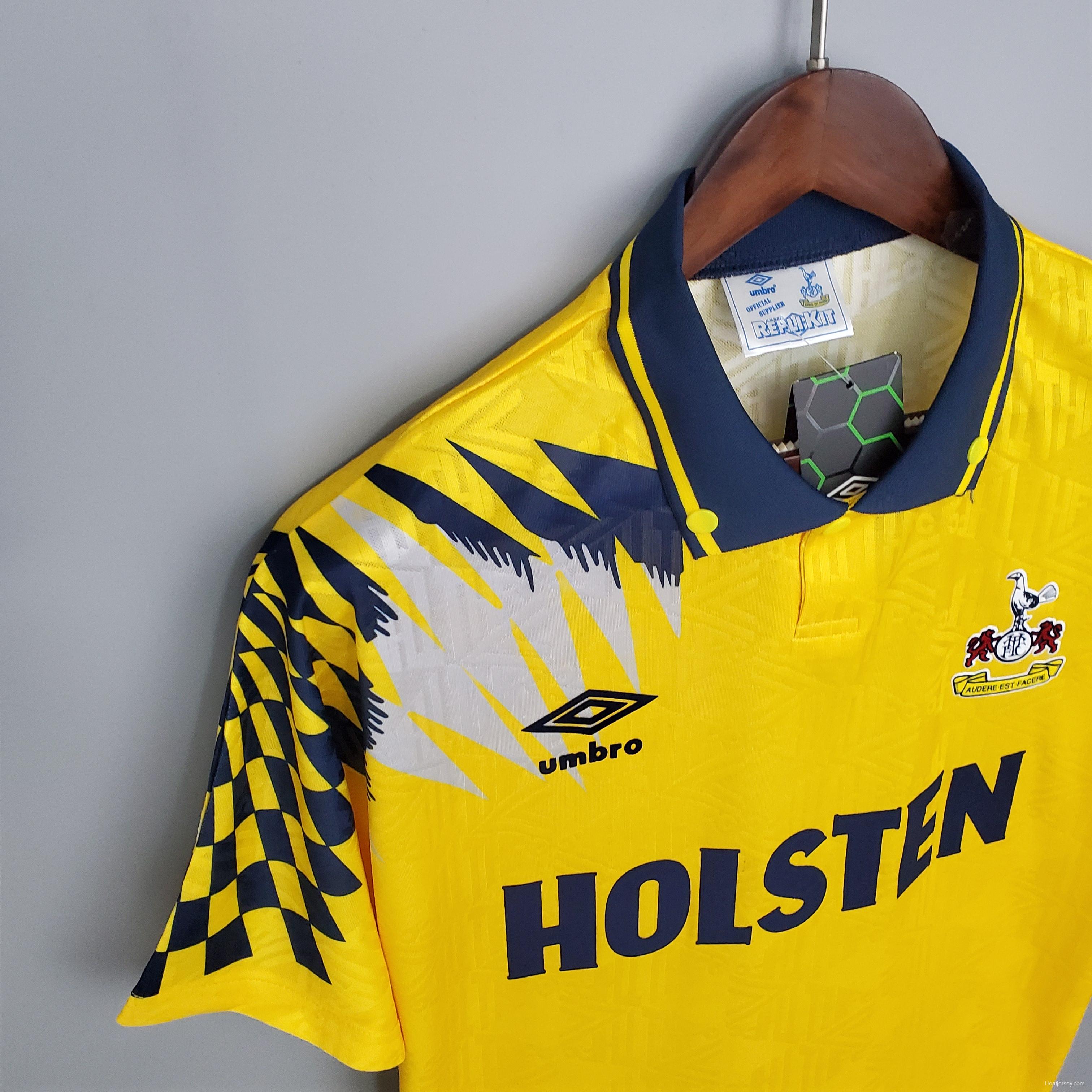 Retro Tottenham 92/94 Away Yellow Soccer Jersey