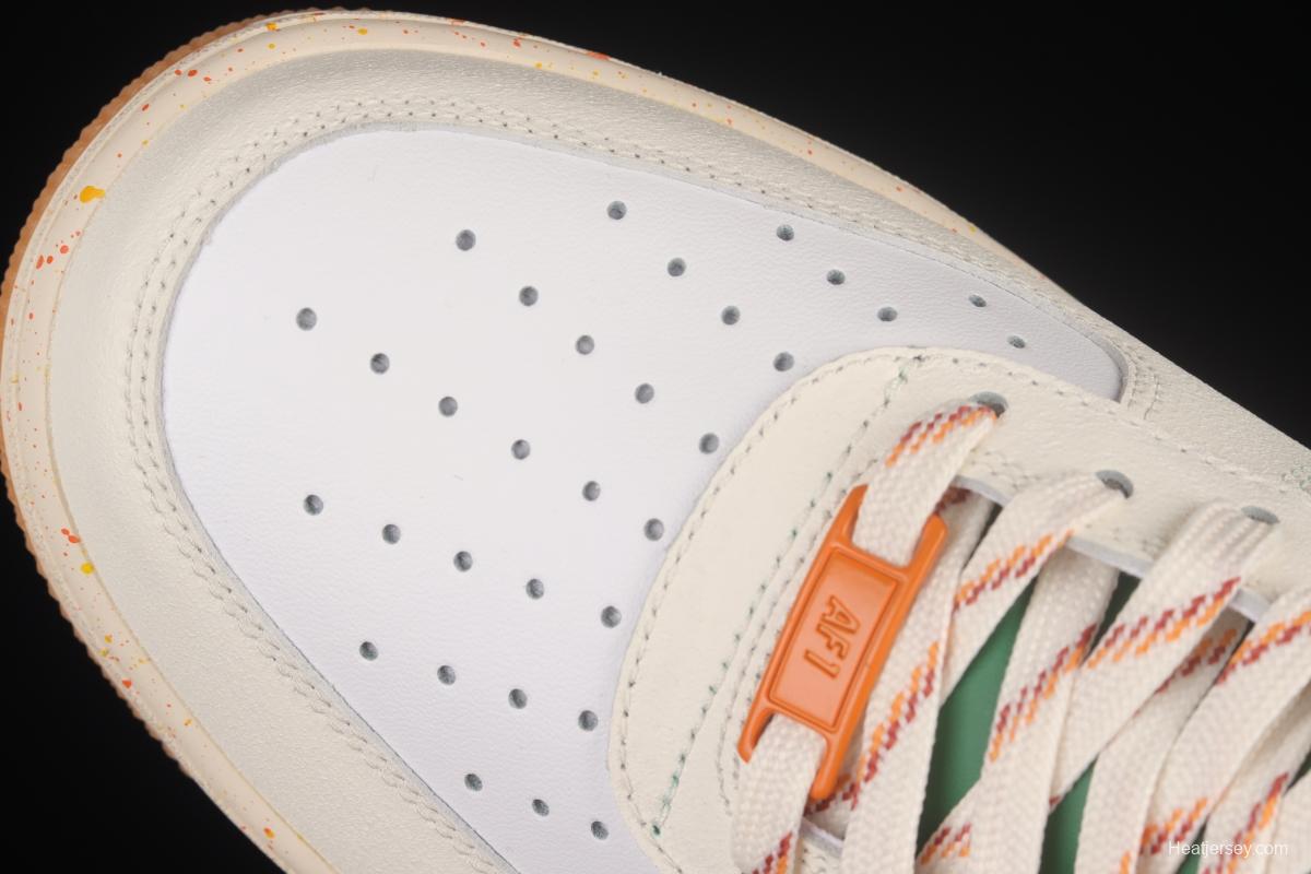 NIKE Air Force 1'07 Lx white, yellow and green color matching low-top sneakers DQ5085-111