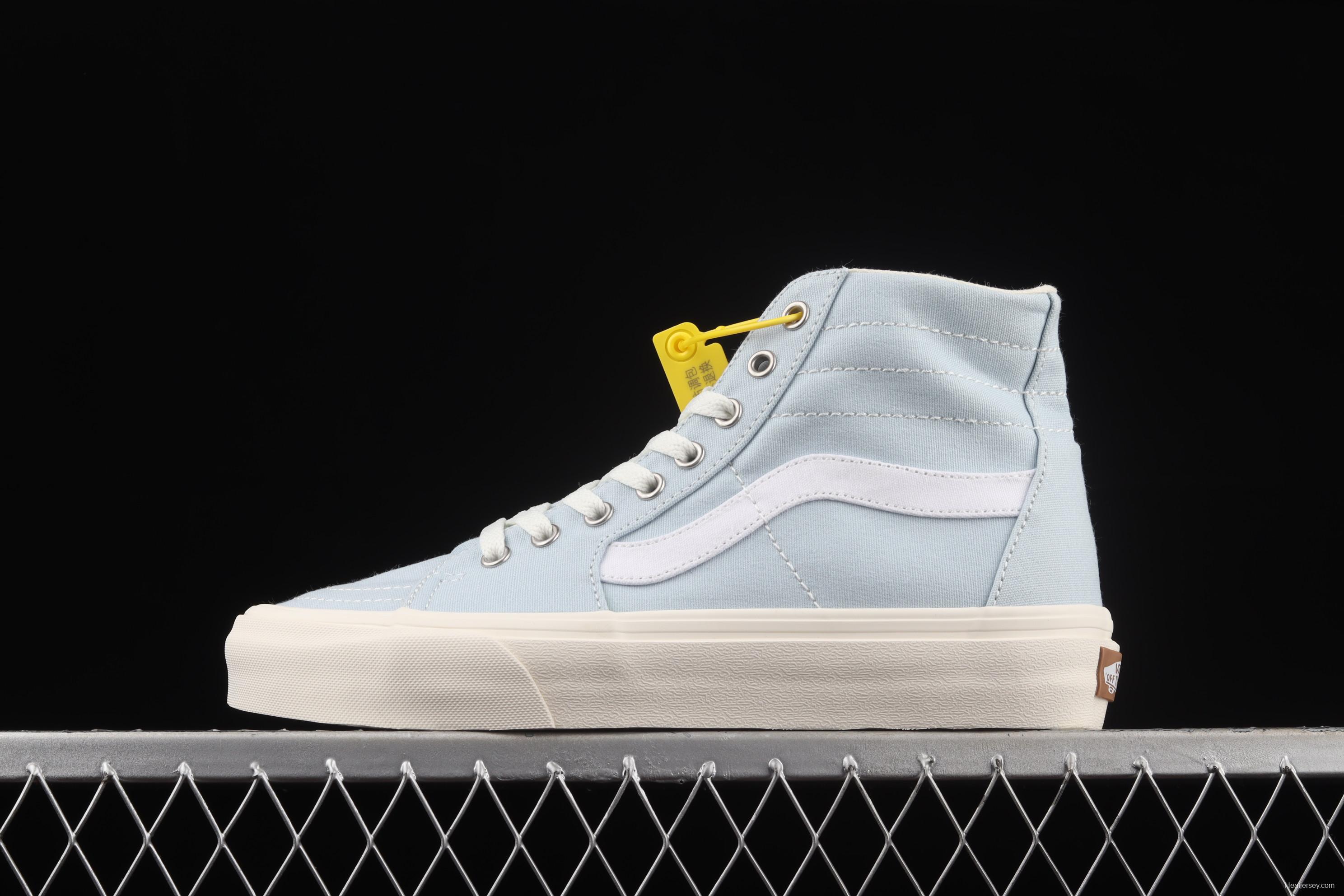 Vans Sk8-Hi environmental protection series light blue high-top canvas casual shoes VN0A4U169FR