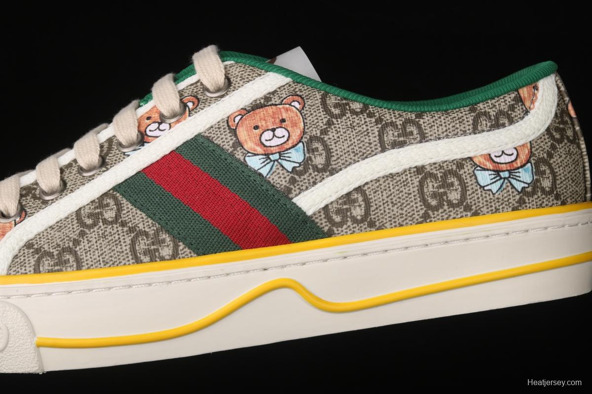 Gucci Tennis 1977 Print Sneaker canvas bear printed retro leisure sports board shoes