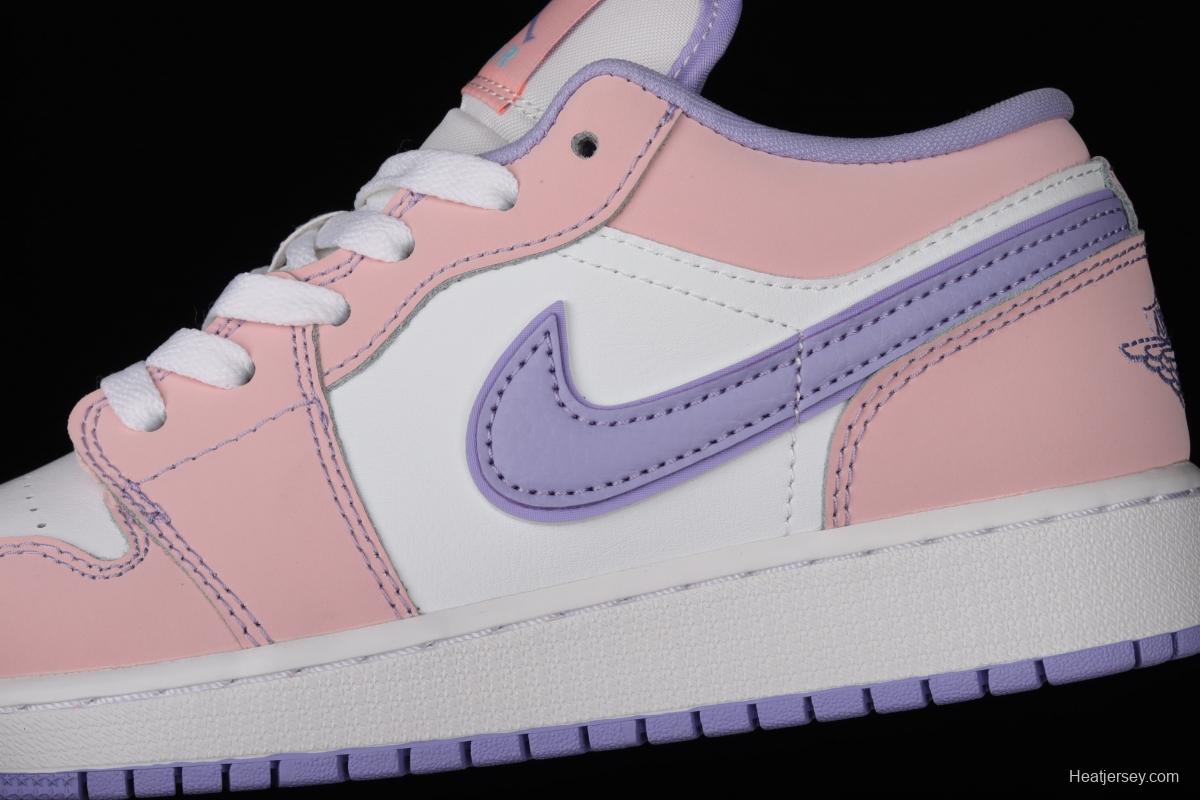 Air Jordan 1 Low White Purple Powder low side Culture Leisure Sports Board shoes CV9844-600