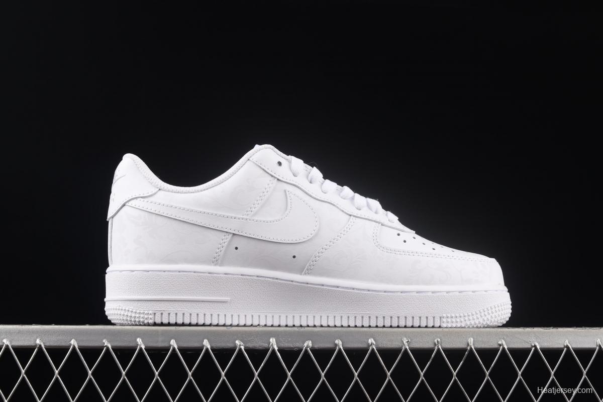 NIKE Air Force 1: 07 Low flower printed all-white low-top casual board shoes DD8959-100