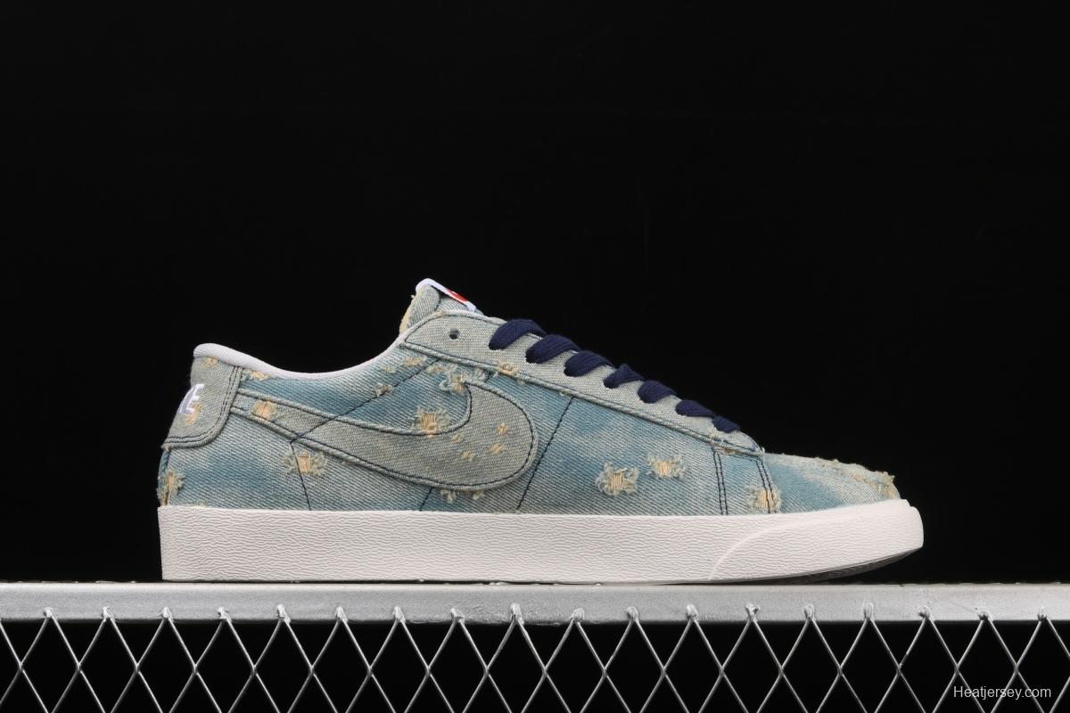 Levi's Strauss x NIKE Blazer Low Trail Blazers hole-breaking jeans low-side leisure sports board shoes 905345-403