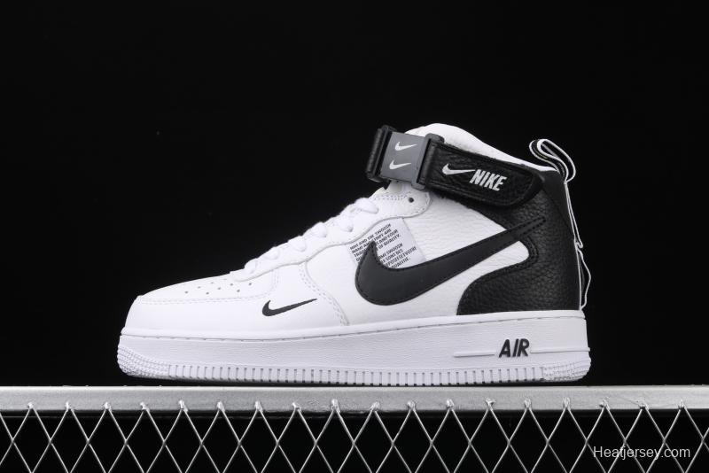 NIKE Air Force 1 Mid'07 Lv8 white and black simple edition OW letter casual board shoes 804609-103