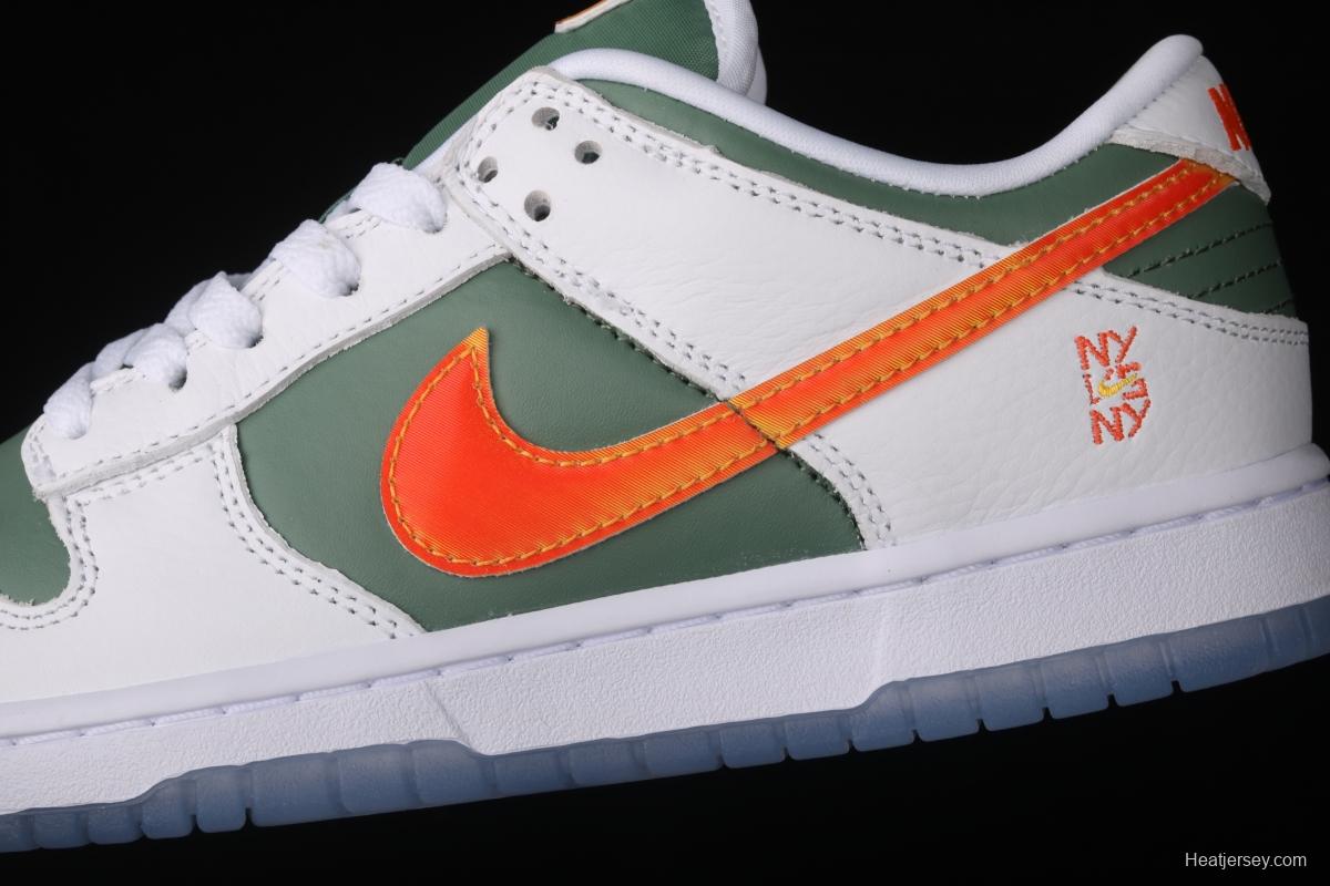 NIKE DUNK Low NY vs NY New York street basketball co-name matching white, green and orange fashion leisure board shoes DN2489-300