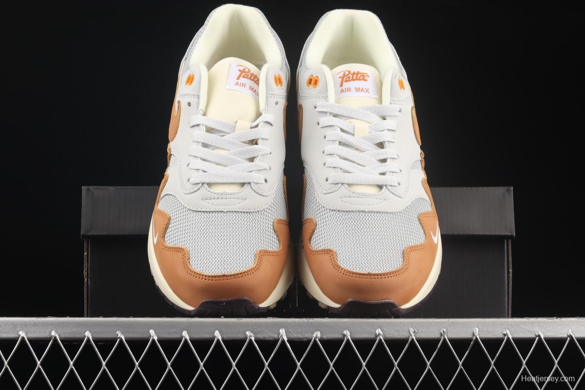 Patta x Nike Air Max 1 joint style suede spliced half-palm air cushion vintage running shoes DH1348-001