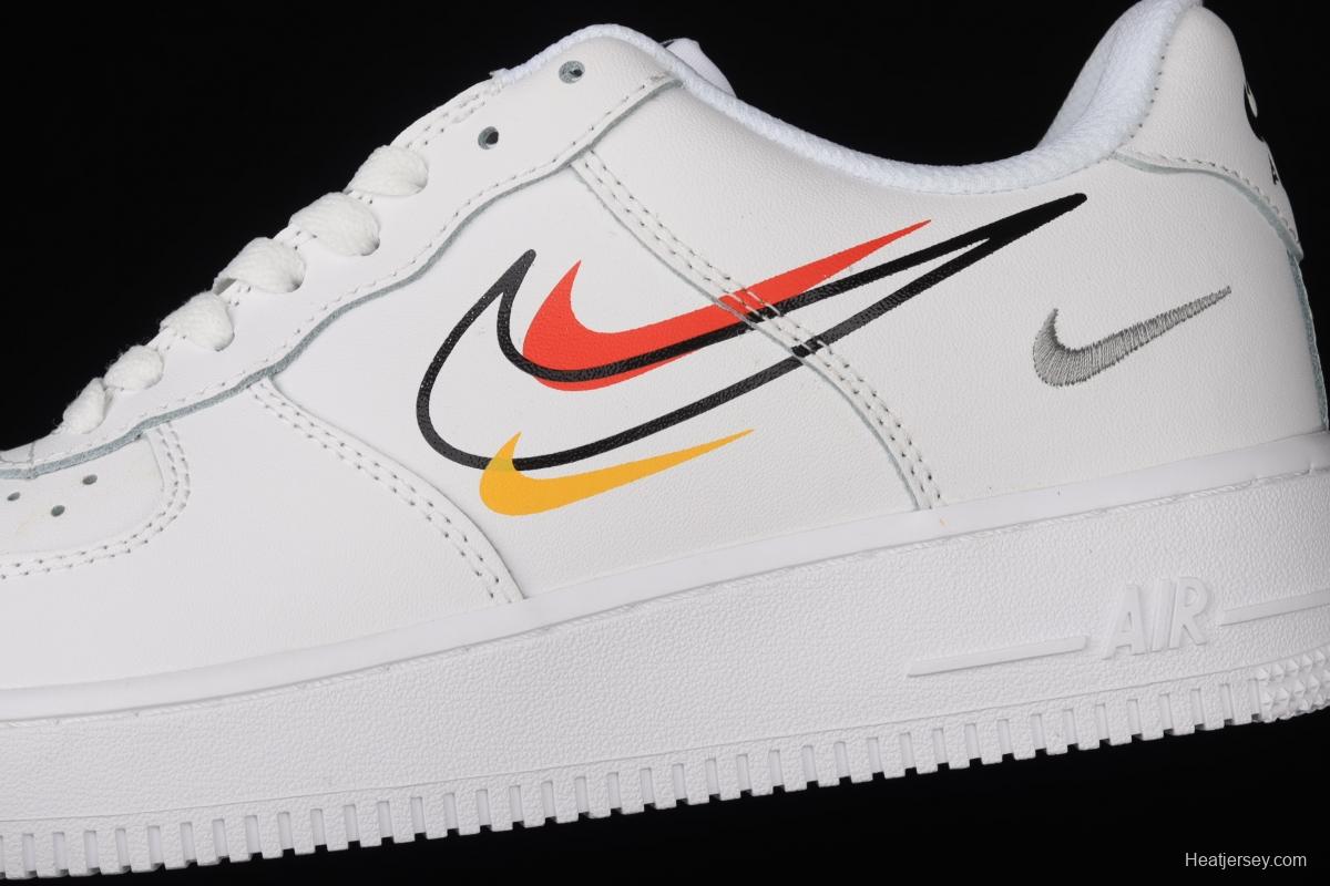 NIKE Air Force 1 Low Multi Swoosh all-white colorful low-top casual board shoes DM9096-100