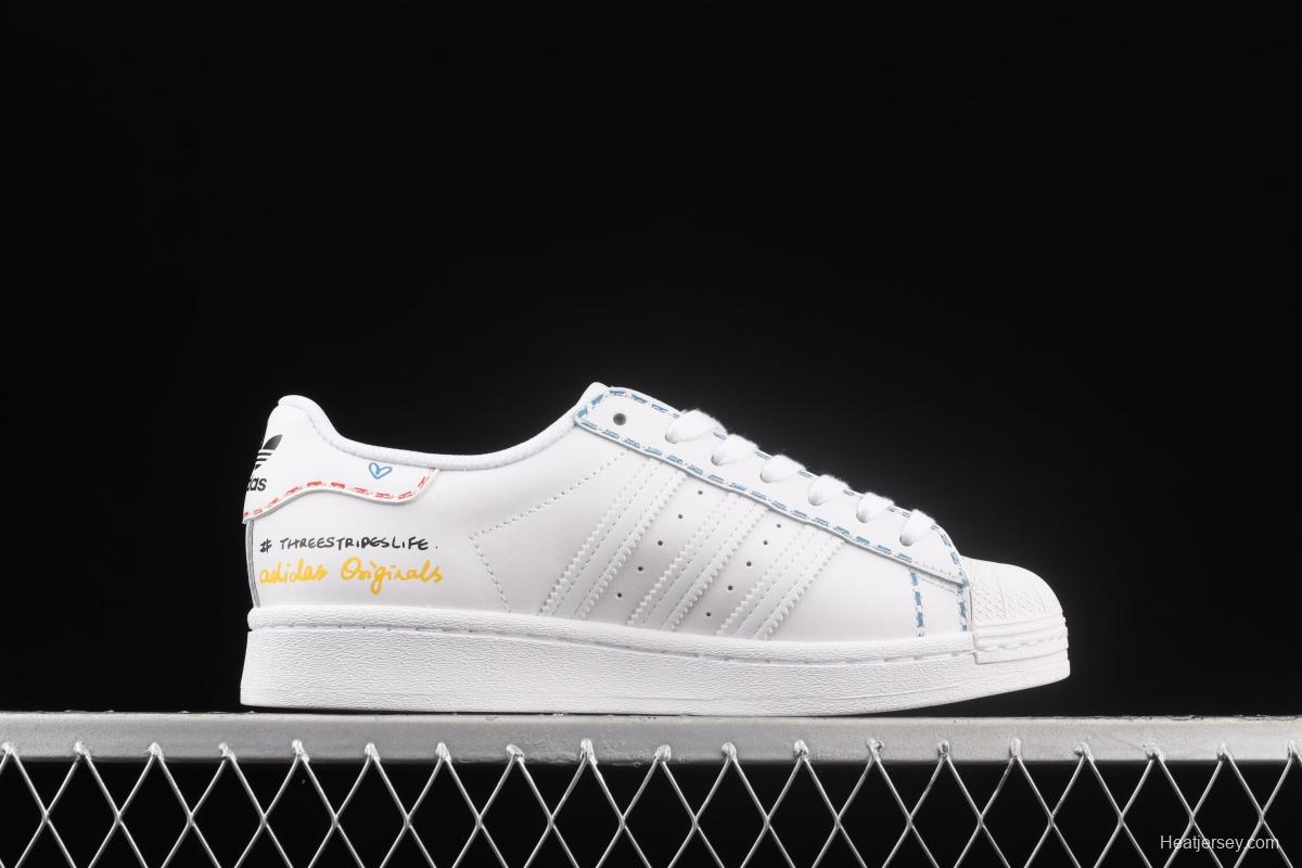 Adidas Originals Superstar GZ3034 shell head child fun graffiti decoration leisure board shoes