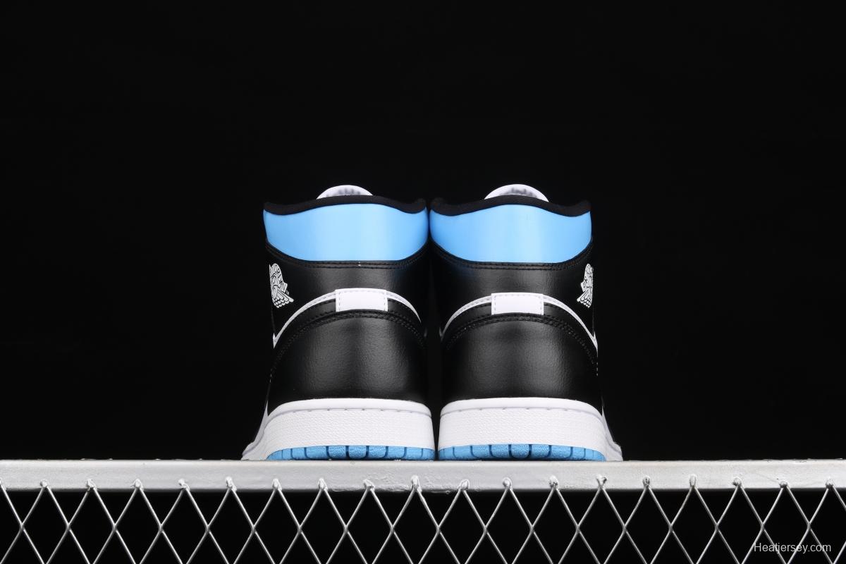 Air Jordan 1 Mid SE black, white and blue BQ6472-102