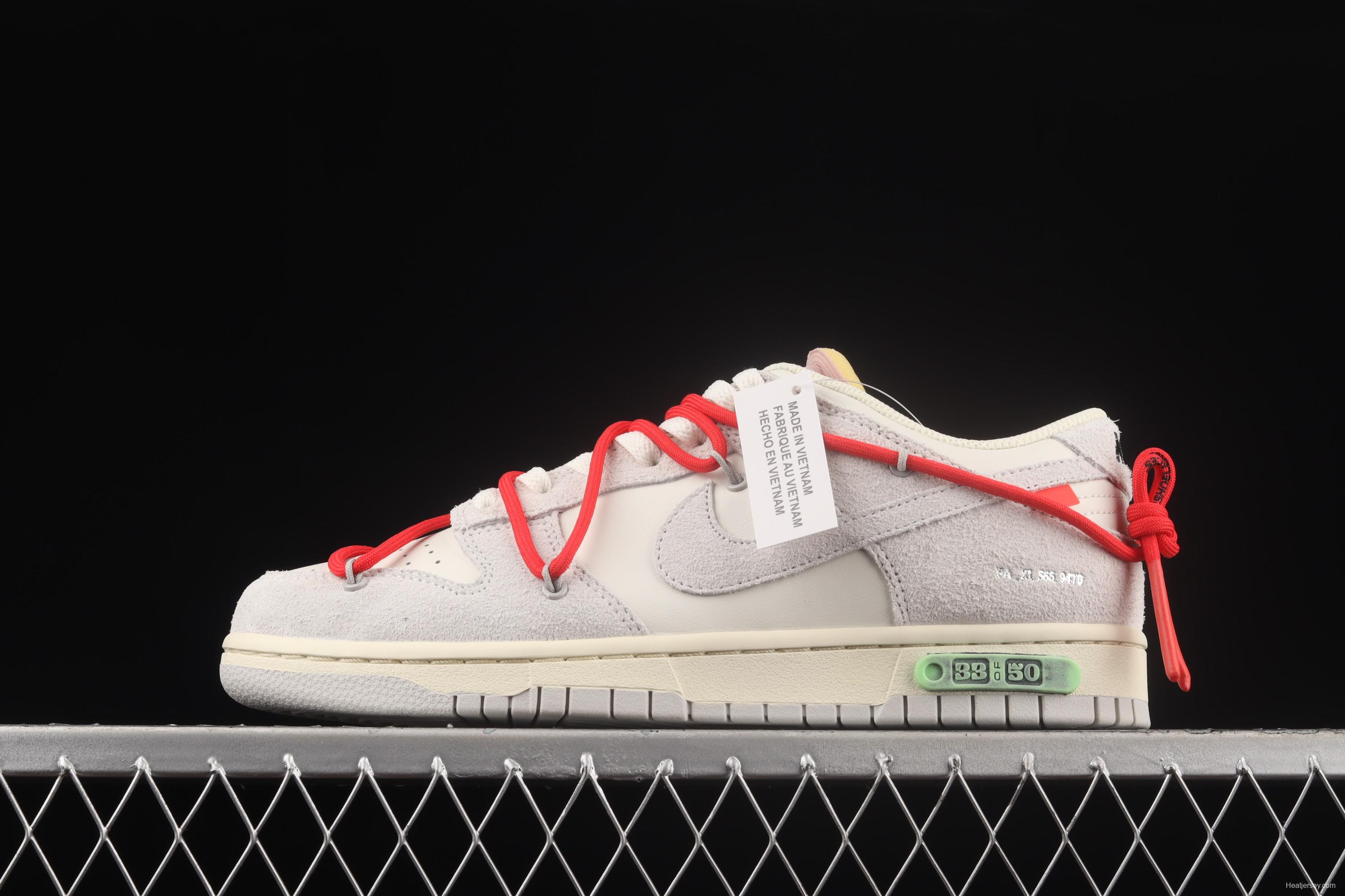 OFF-White x NIKE DUNK Low OW white gray leisure sports skateboard shoes DJ0950-118