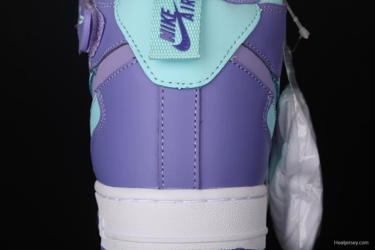 NIKE Air Force 1 Mid sells blue and purple color Zhongbang leisure board shoes CV3039-107overseas