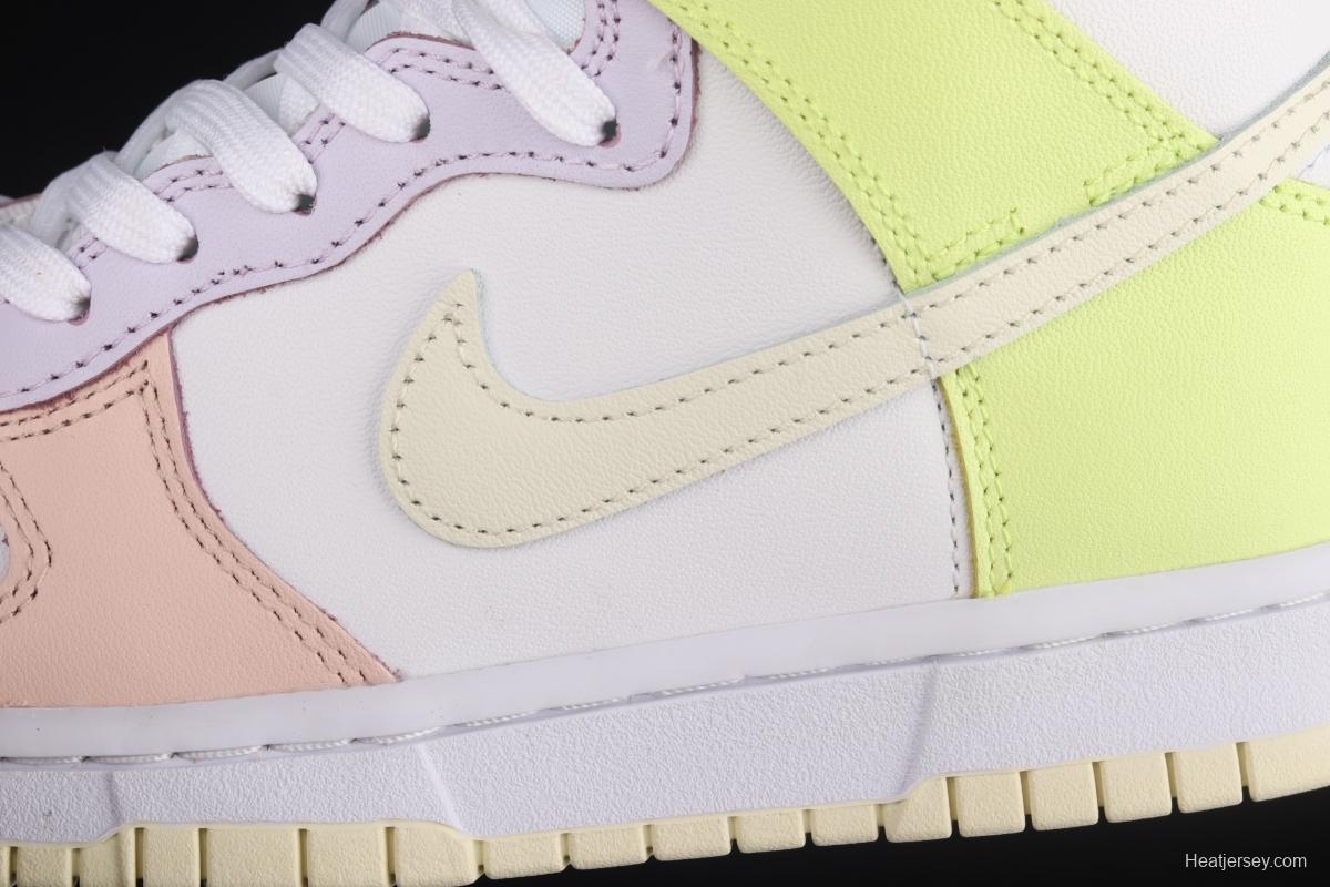 NIKE SB DUNK High Cashmere white pink yellow color splicing SB buckle rebound fashion leisure board shoes DD1869-108