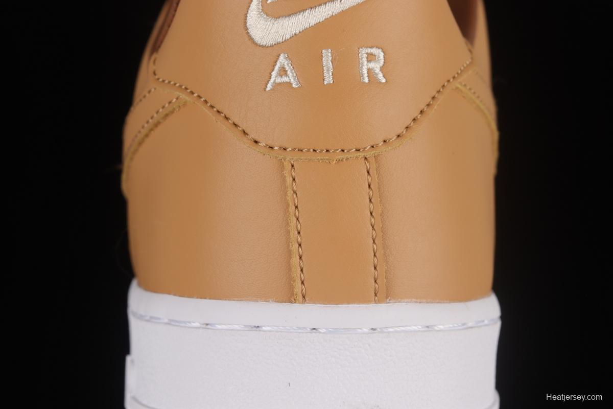 NIKE Air Force 1'07 Low milk tea brown canvas leather color matching low-top casual sneakers DJ6395-100