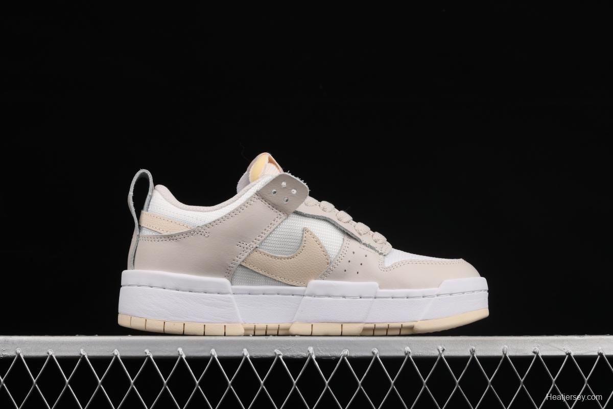 NIKE DUNK Low Disrupt White/Sand/Ghost/Sail lightweight dunk destruction series deconstructed wind low side casual skateboard shoes CK6654-103