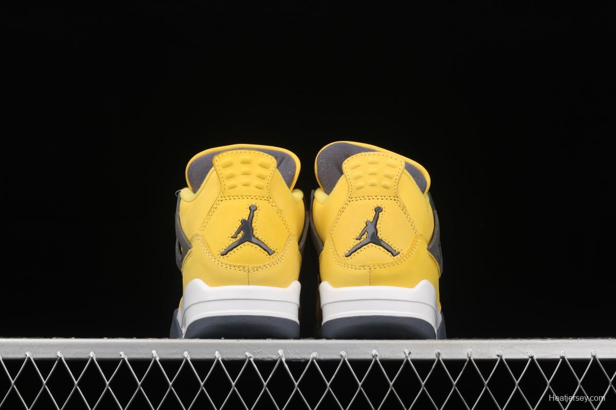 Air Jordan 4 Lightning repeated engraving of white and yellow electric masterbatch basketball shoes CT8527-700