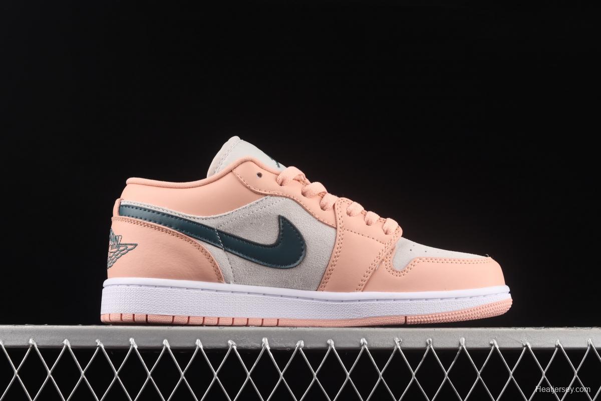 Air Jordan 1 Low pink green low top cultural board shoes DC0774-800