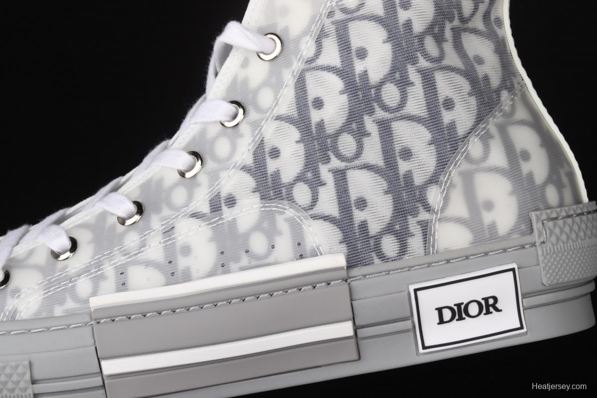 Authentic Dior B23 Oblique High Top Sneakers Dior CD ghosting high upper board shoes 3SH118YJR 063 White/Black