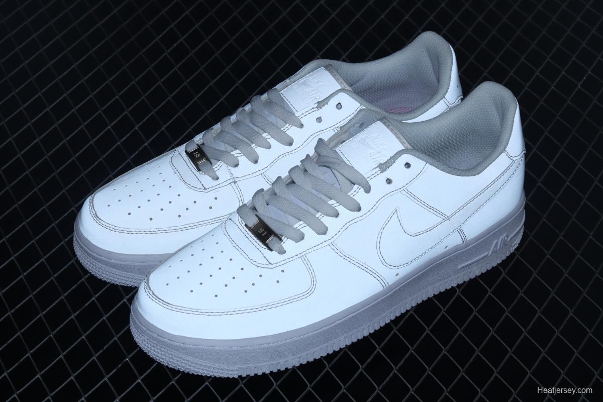 NIKE Air Force 1 Reflective Pearl White 3M reflective low-top casual board shoes DC2062-100