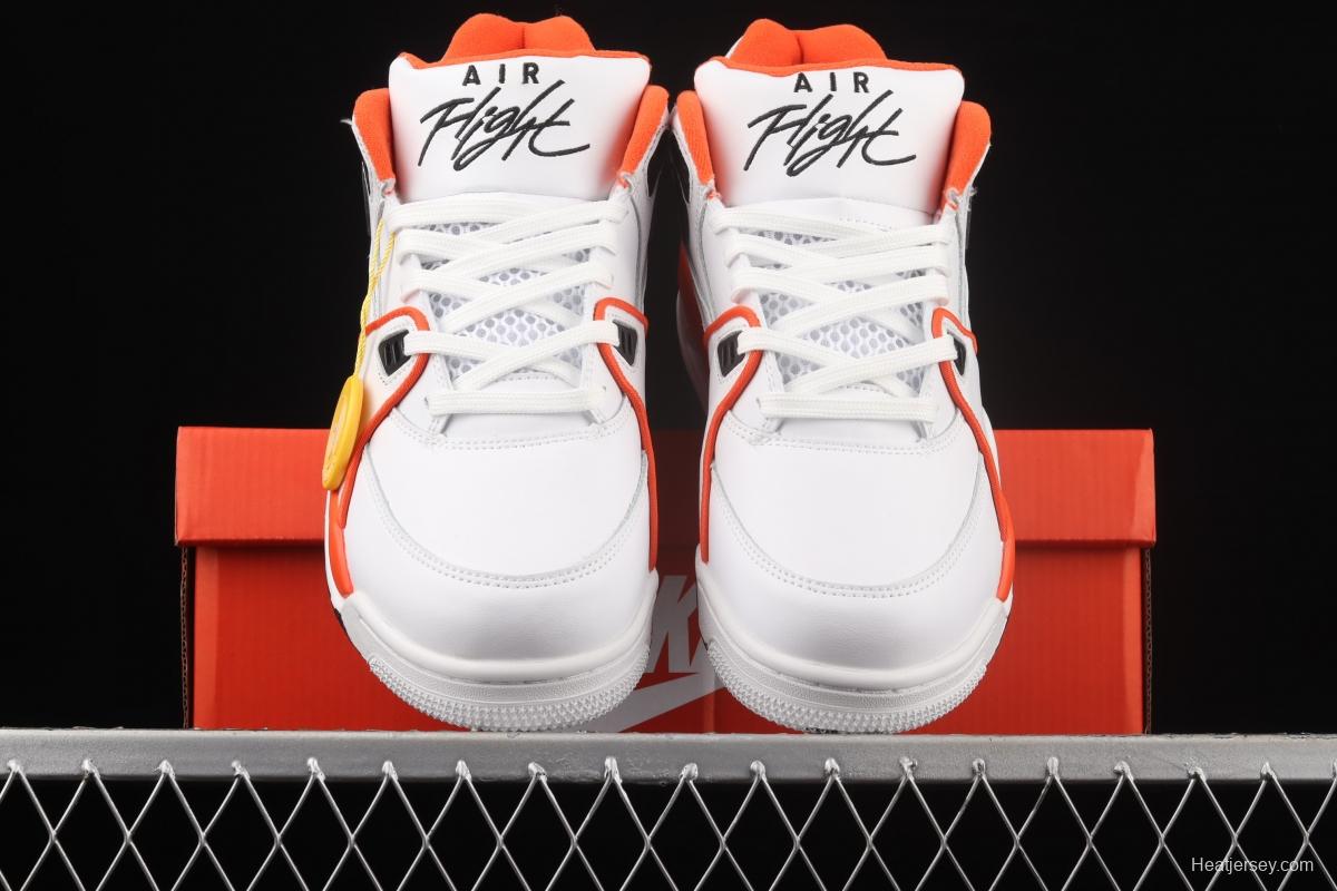 NIKE Air Flight 89 white orange color cushion basketball shoes CZ6097-100