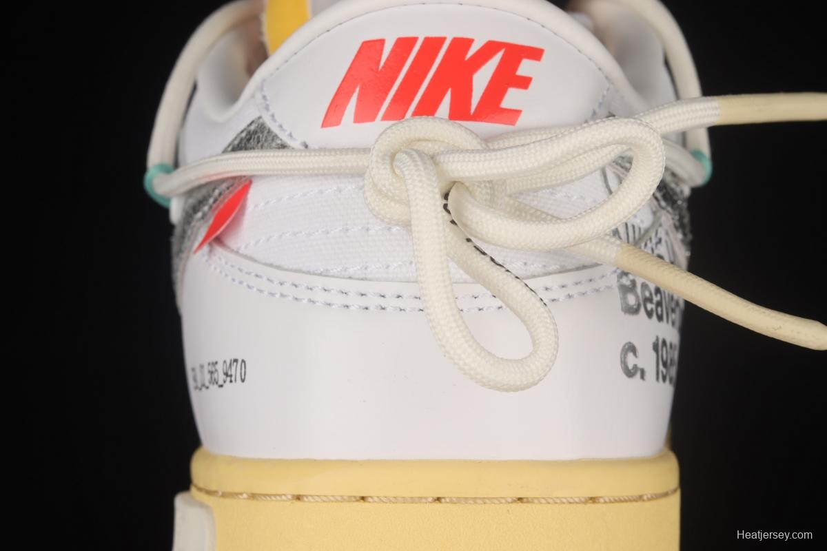 OFF-White x NIKE DUNK Low OW white and gray leisure sports skateboard shoes DM1602-127,