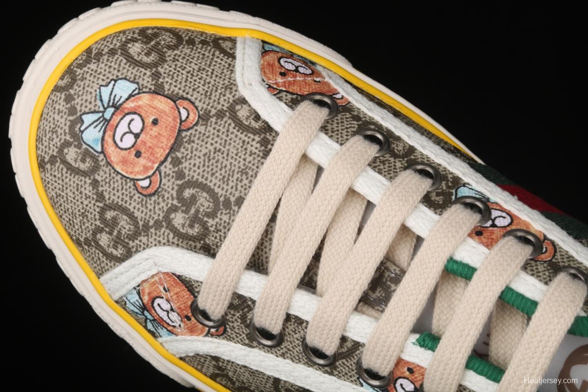 Gucci Tennis 1977 Print Sneaker canvas bear printed retro leisure sports board shoes