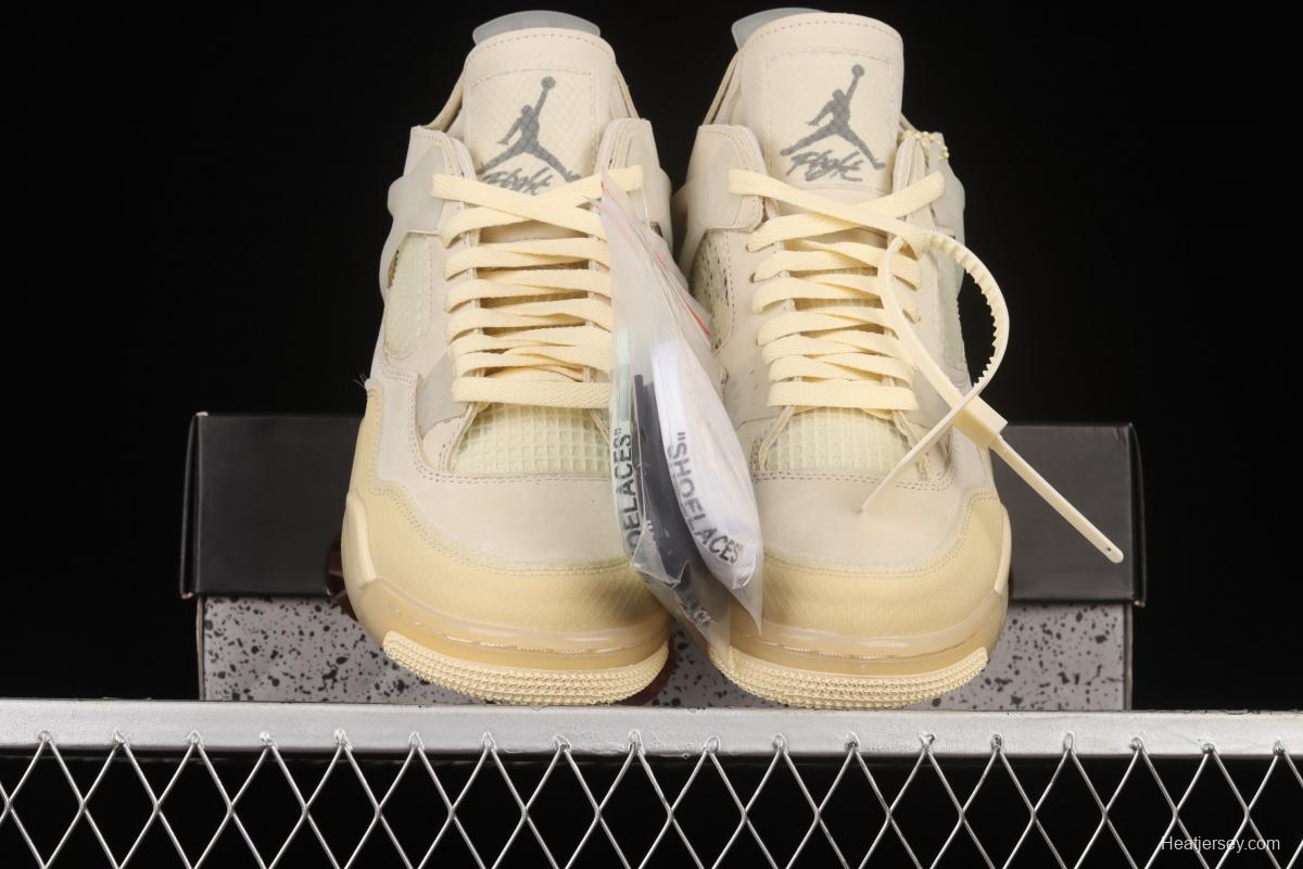 OFF-White x Air Jordan 4 Retro Cream/Sail retro leisure sports culture basketball shoes CV9388-100