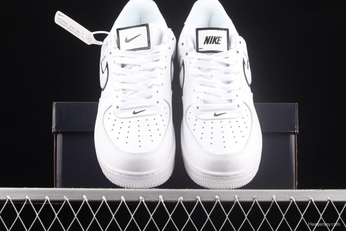 NIKE Air Force 11407 Low White/Black Leather White and Black lift Electric embroidered Hook low-top Leisure Sports Board shoes DH2472-100