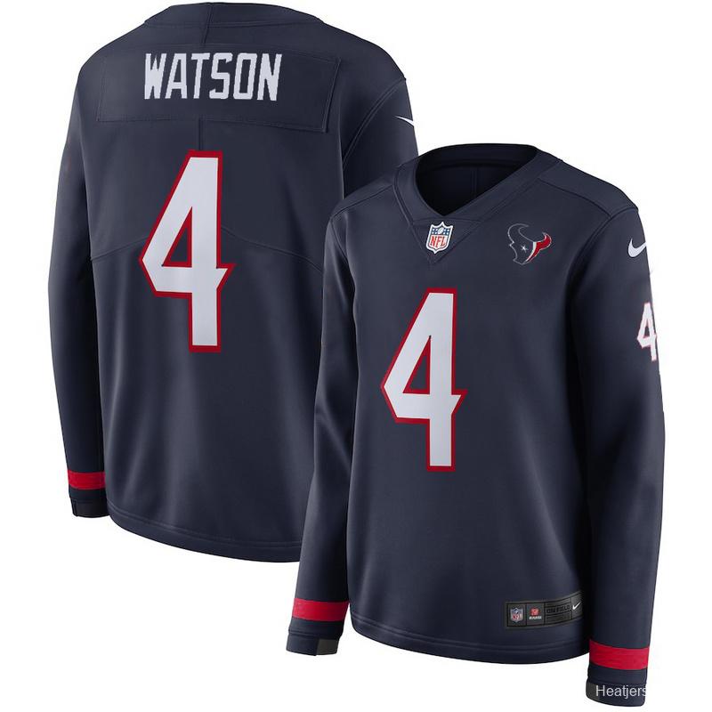 Women's Deshaun Watson Navy Therma Long Sleeve Player Limited Team Jersey