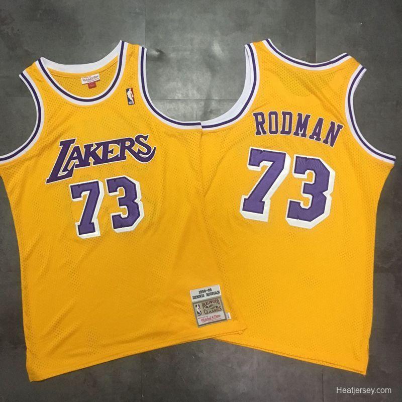 Men's Dennis Rodman Yellow Retro Classic Team Jersey