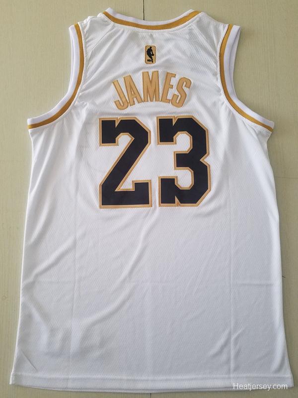 LeBron James 23 White Golden Edition Jersey