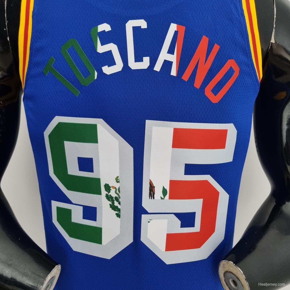 Toscano#95 Golden State Warriors Mexico Exclusive Blue NBA Jersey