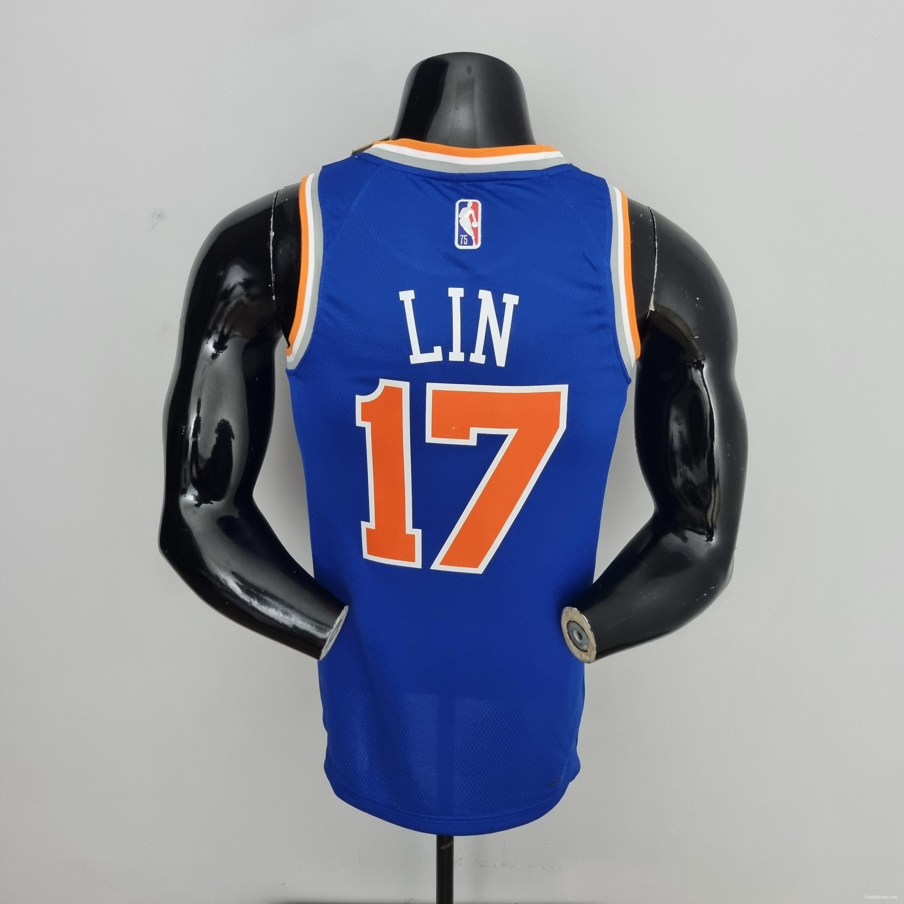 75th Anniversary Lin #17 New York Knicks Blue NBA Jersey