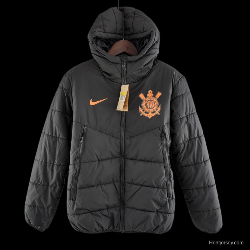 2022 Corinthians Down coat Jacket Black Orange Label