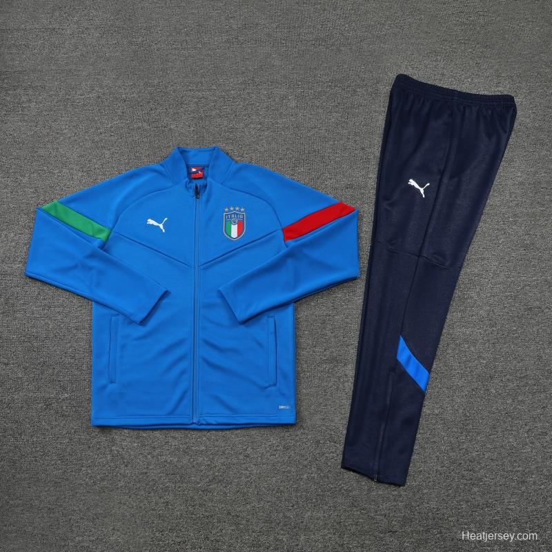 2022 Italy Blue Full Zipper Jacket+Long Pants