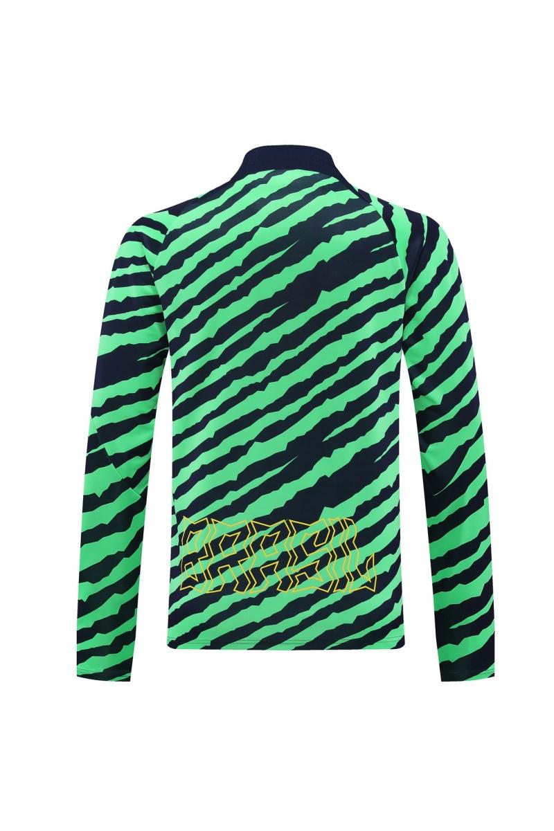 2022 Brazil Green Stripe Half Zipper Tracksuit