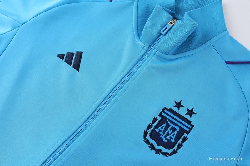 2022 Argentina Blue Full Zipper Tracksuit