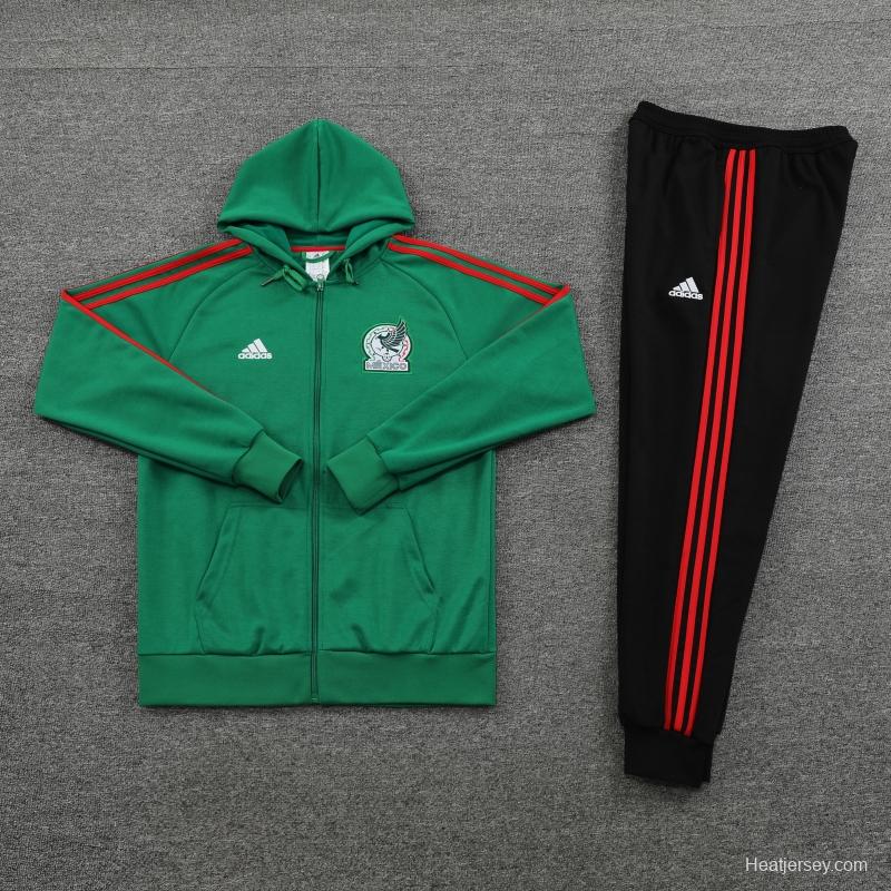 2022 Mexico Green Hoodie Full Zipper Tracksuit