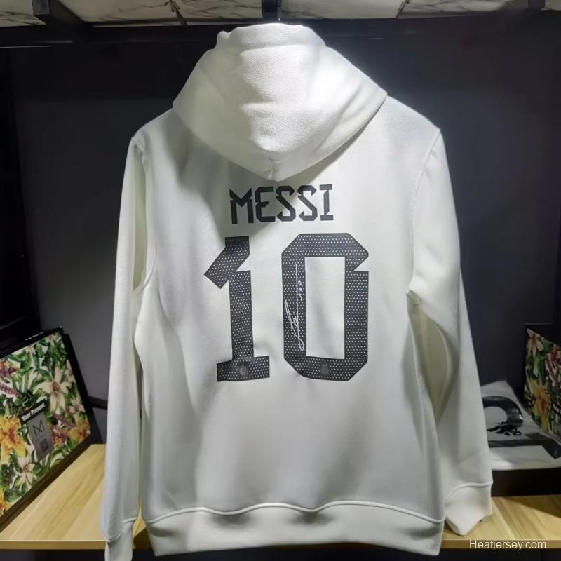 3 Stars Argentina Messi White Hoodie