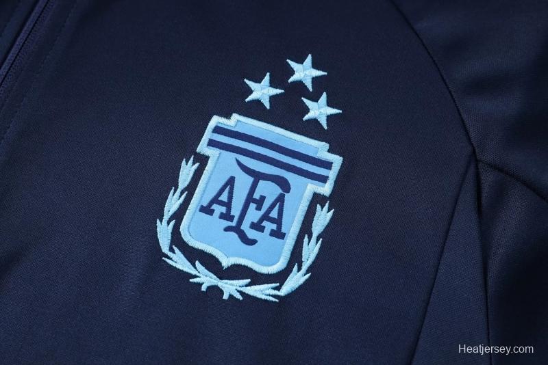 3 Stars 2022 Argentina Navy Full Zipper Tracksuit