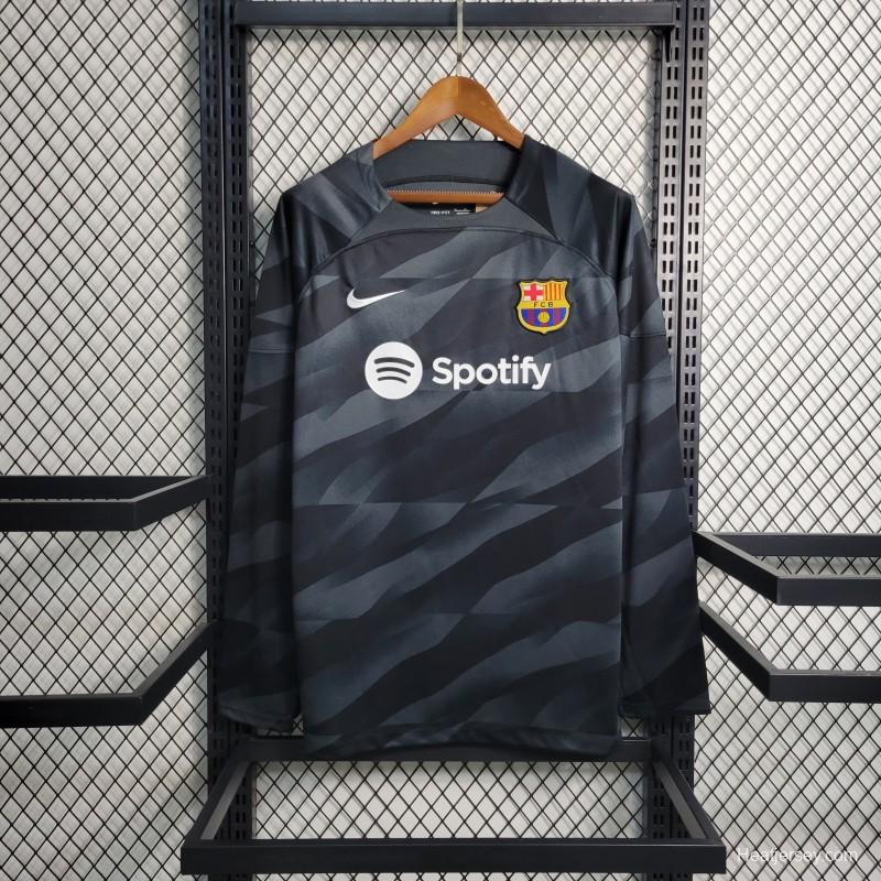 23-24 Long Sleeve Barcelona Black Goalkeeper Jersey