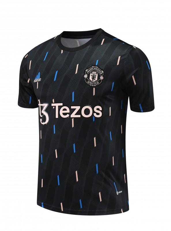 23-24 Manchester United Black Pattern Short Sleeve+Shorts