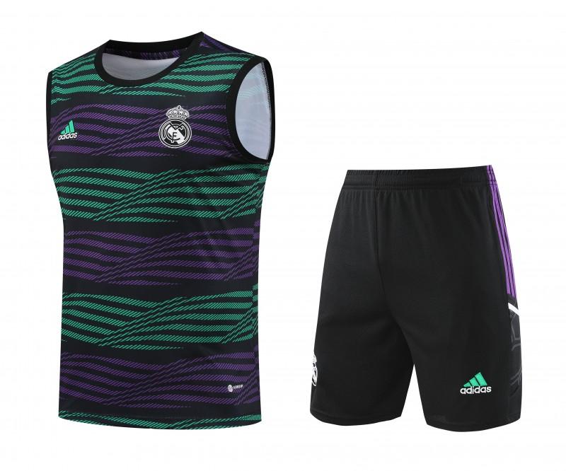 23-24 Real Madrid Stripe Pattern Vest Jersey+Shorts