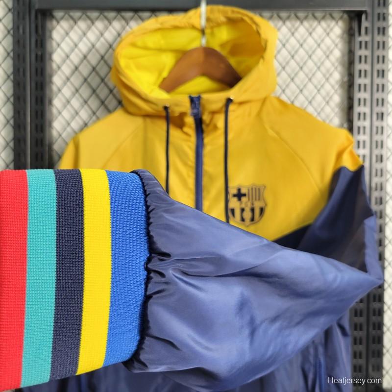 23-24 Barcelona Royal Blue Yellow Windbreaker