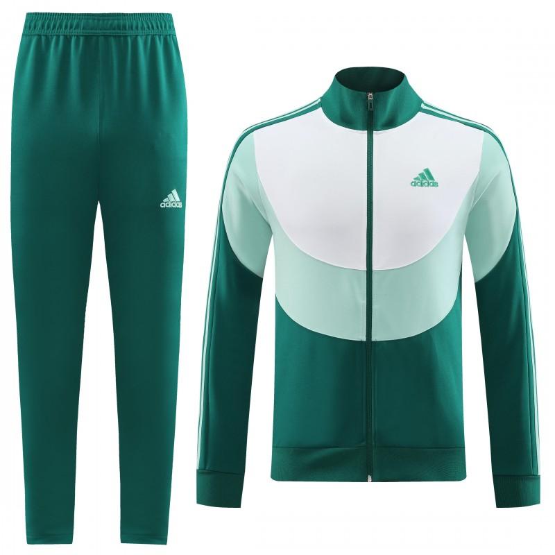 23/24 Adidas White/Green Full Zipper Hooide Jacket+Pants