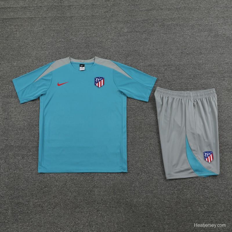 23/24 Atletico Madrid Blue Cotton Short Sleeve Jersey+Shorts