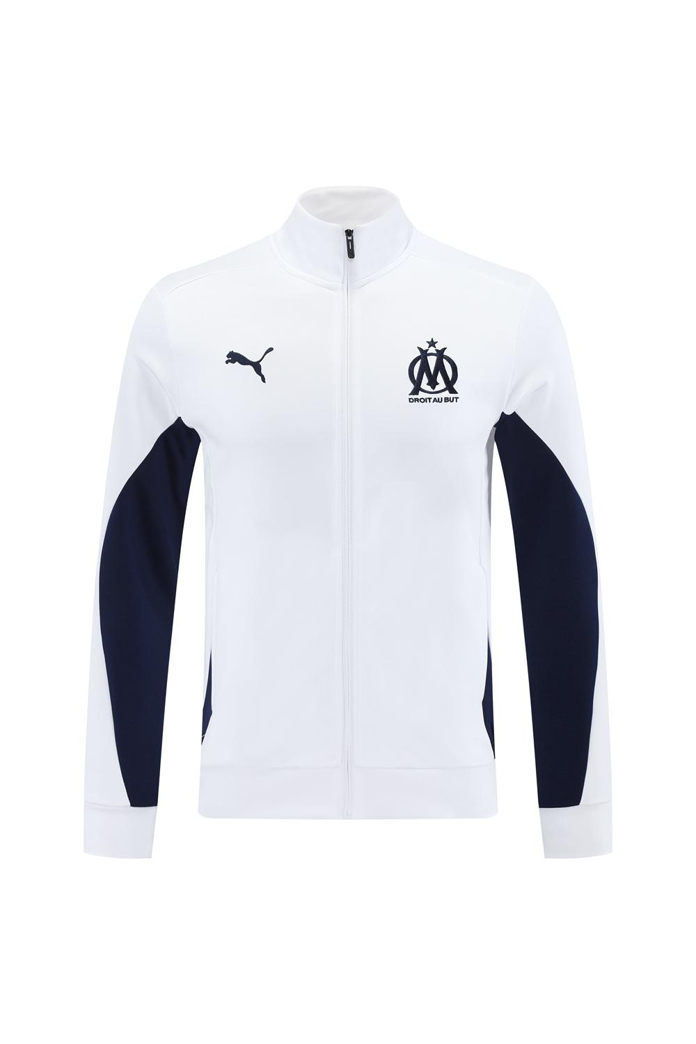 24/25 Olympique Marseille White Full Zipper Jacket +Long Pants