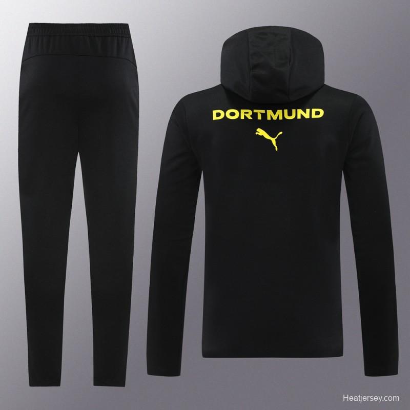 24/25 Borussia Dortmund Black Hoodie Full Zipper Jacket +Long Pants