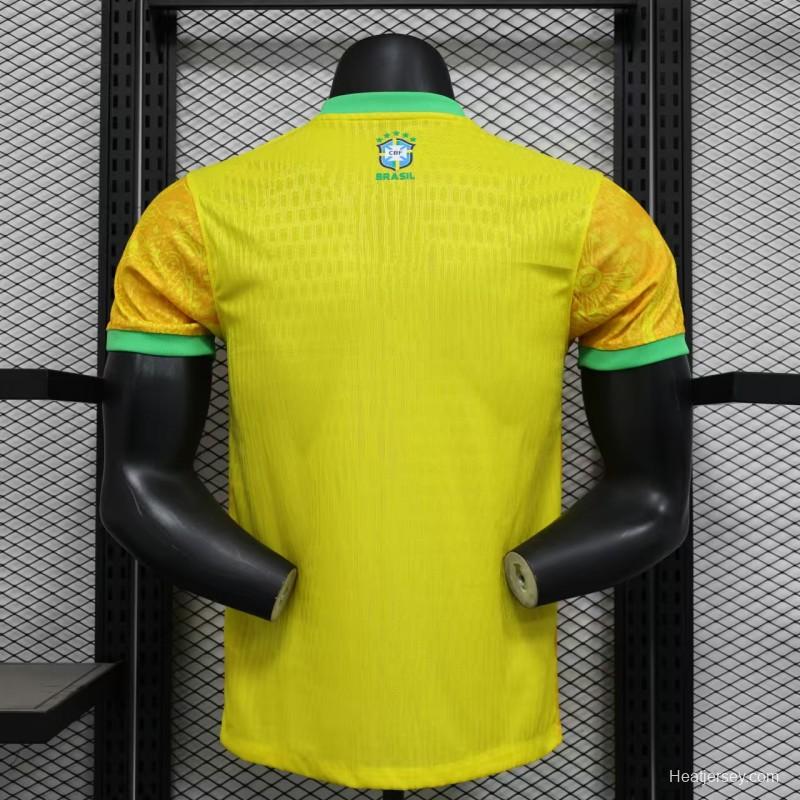 Player Version 2024 Brazil Christ Yellow Goalkeeper Special Jersey