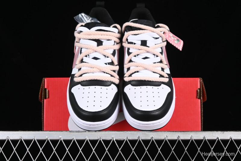 Nike Court Borough Low 2 Retro Casual Sneakers in Dark Pink and Black - BQ5448-115
